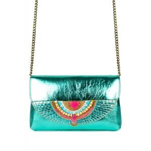NEW NAHUA women's cherina leather bag in caribbean/pink jade